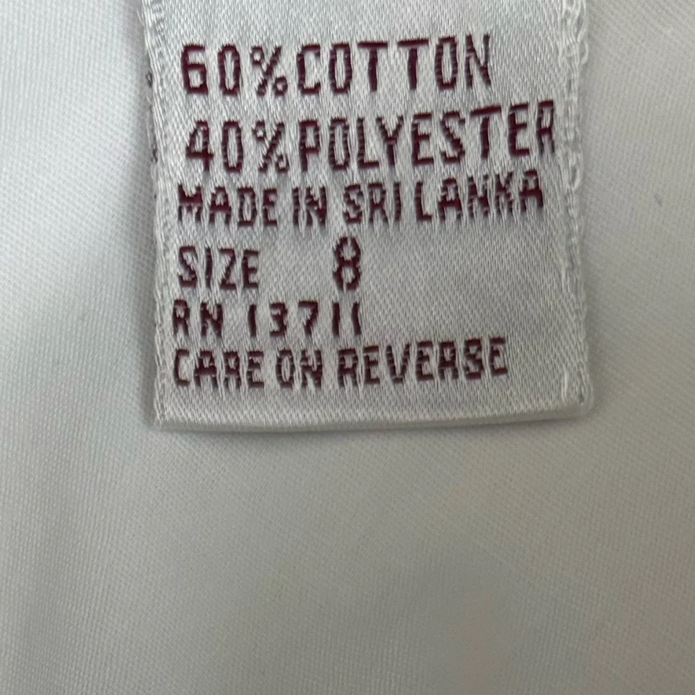 Vintage Victorian Blouse Embroidered Collar Button Front White Rose Red Size 8